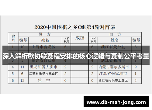 深入解析欧协联赛程安排的核心逻辑与赛制公平考量